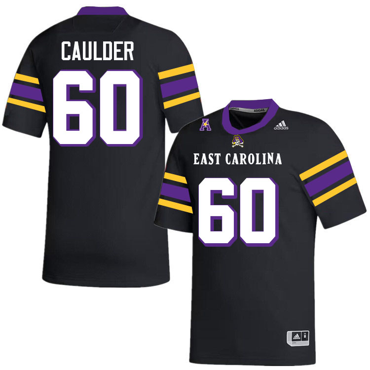 #60 Zach Caulder East Carolina Pirates College Football Jersey Stitched-Black